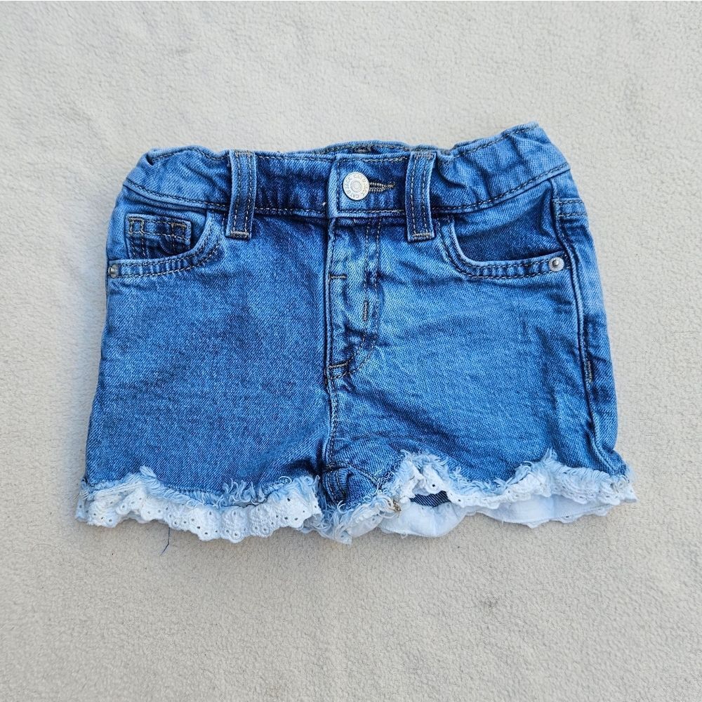 Cat & Jack Blue Denim Shorts with Lace Trim Size 3T